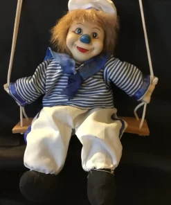Vintage Sailor Clown Doll on Swing – Hand-Painted Ceramic Face Collectible