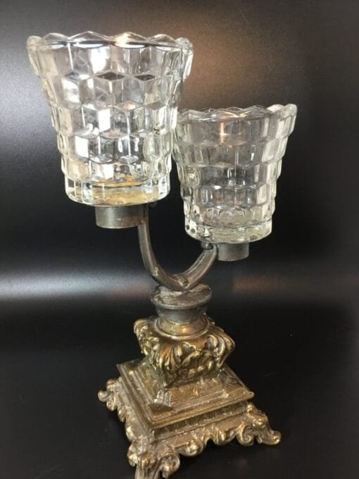Vintage Brass Double Votive Candle Holder - Image 2