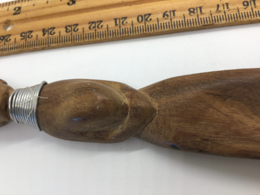 Vintage African Figure shoe horn - Authentic Wooden Hand Carved with African Headdress Warrior Primitive Rustic- Tribal Wood - Scepter - Image 11