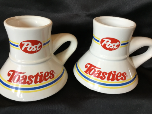 POST TOASTIES ADVERTISING collectors set of 2 - coffee - tea -mug Vintage Kellogg's cereal mugs - Image 2