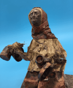 1950's Old Woman Hand Crafted-Folk Art-Paper Mache Figure- Made in Mexico-Cartoneria -carton piedra