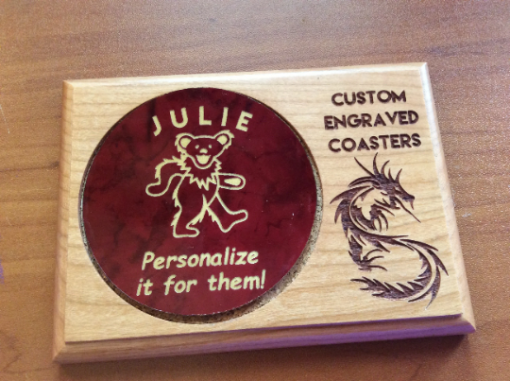 Personalized Engraved Cherry Coaster- Housewarming Gift -Monogram Coaster- Wedding Gift