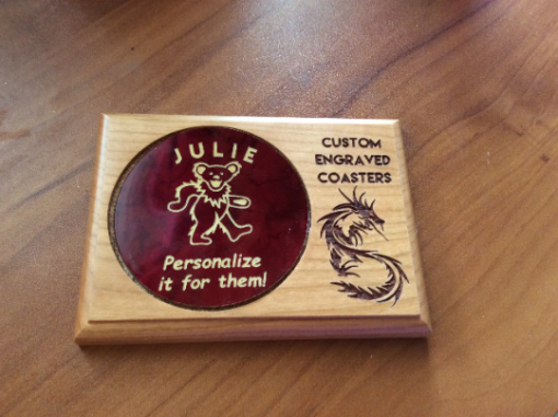 Personalized Engraved Cherry Coaster- Housewarming Gift -Monogram Coaster- Wedding Gift - Image 4