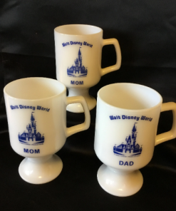 Walt Disney World "MOM" "Dad" Coffee Mug / Souvenir Mug / Vintage Walt Disney Personalized "MOM" and "Dad  Milk Glass Coffee Mug
