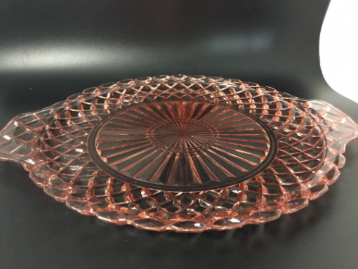 Vintage Anchor Hocking - Pink Depression Glass Diamond Point Serving Dish 12" - Image 4
