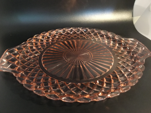 Vintage Anchor Hocking - Pink Depression Glass Diamond Point Serving Dish 12" - Image 7