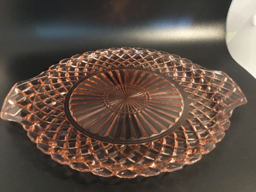 Vintage Anchor Hocking - Pink Depression Glass Diamond Point Serving Dish 12" - Image 8
