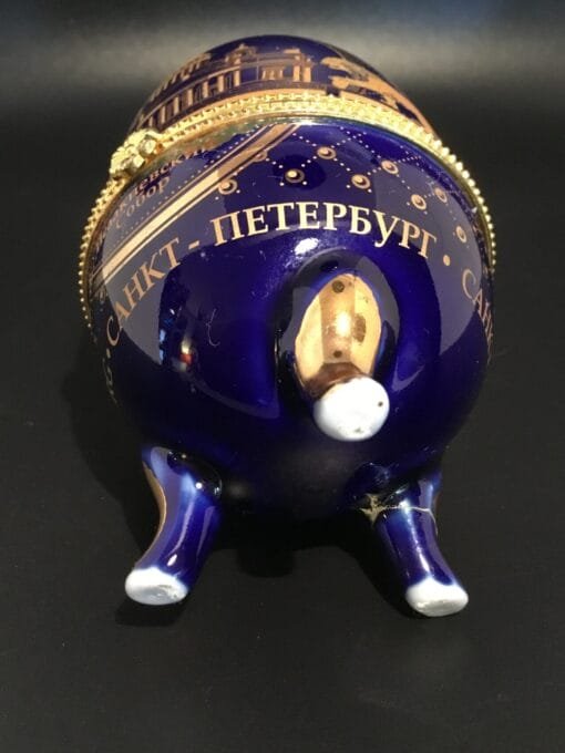 Vintage Cobalt Blue Russian Porcelain Egg – Romanov Coat of Arms, St. Petersburg - Image 8