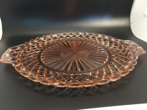 Vintage Anchor Hocking - Pink Depression Glass Diamond Point Serving Dish 12" - Image 9