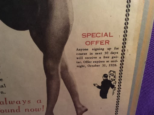 Vintage 1928 Universal School of Music Ad – Free Guitar Offer - Image 3