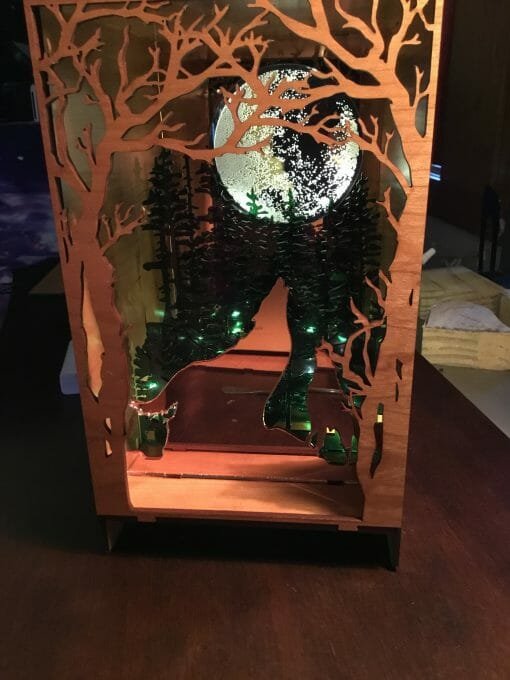 Handcrafted Wolf Nook - Lighted Book Nook - Image 14