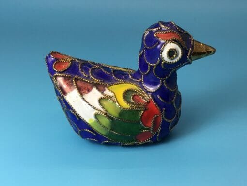 Vintage Chinese filigree Blue Duck- Bird Decoration - Image 5
