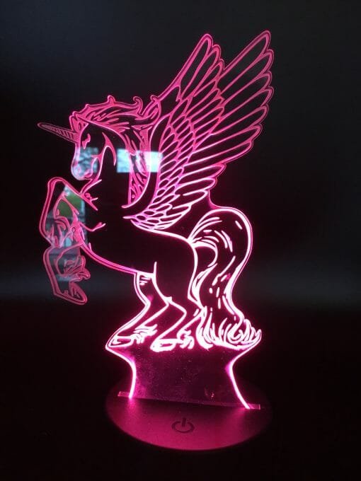Unicorn 3D Illusion Night Light - with USB LED Table Lamp - Acrylic 3D Arts Color Changing  for Bedroom Bedside Night Light Gift- Lasered - Image 3