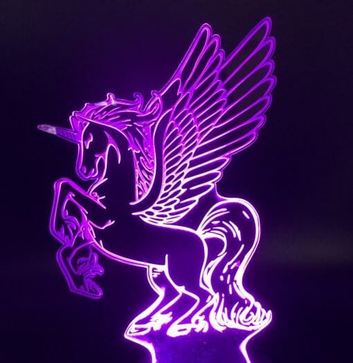 Unicorn 3D Illusion Night Light - with USB LED Table Lamp - Acrylic 3D Arts Color Changing  for Bedroom Bedside Night Light Gift- Lasered