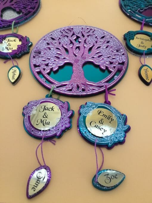 Custom Mirrored Acrylic Family Tree Dream catcher- Family Ties - Dream weaver - Custom and Personalized engraved Family Tree - Image 12