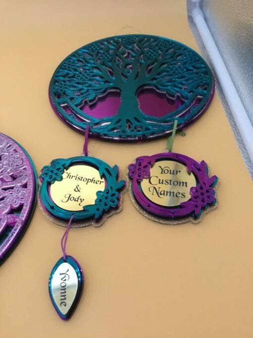 Custom Mirrored Acrylic Family Tree Dream catcher- Family Ties - Dream weaver - Custom and Personalized engraved Family Tree - Image 13