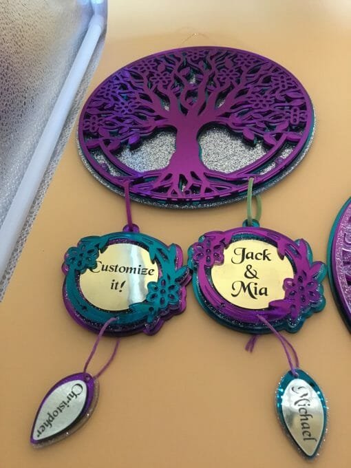 Custom Mirrored Acrylic Family Tree Dream catcher- Family Ties - Dream weaver - Custom and Personalized engraved Family Tree
