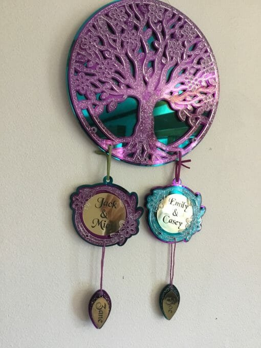 Custom Mirrored Acrylic Family Tree Dream catcher- Family Ties - Dream weaver - Custom and Personalized engraved Family Tree - Image 20