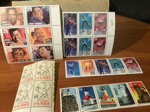 Vintage Stamp Collection early 90's Over 250 stamps -Hank Williams-Olympics-Little Women-Huck Finn-Alfred Hitchcock-Little House on Prairie - Image 45
