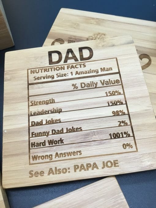 Personalized Engraved Bamboo Coaster Set - Image 3