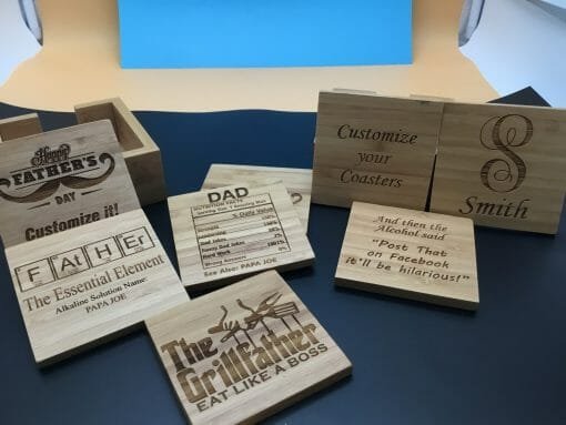 Personalized Engraved Bamboo Coaster Set - Image 6