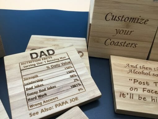 Personalized Engraved Bamboo Coaster Set - Image 7