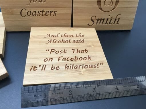 Personalized Engraved Bamboo Coaster Set - Image 9