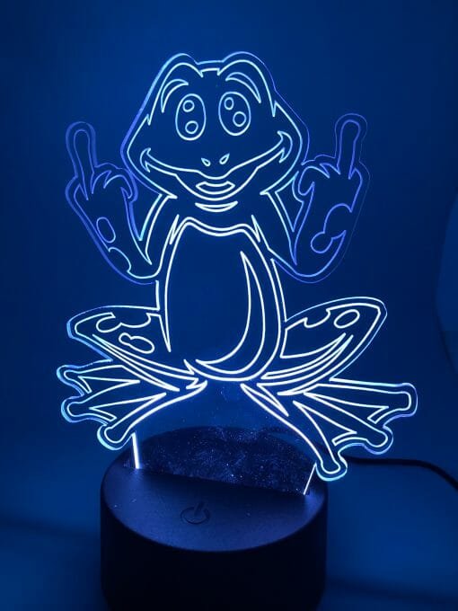 What The Frog? -3D LED Lamp Night Time bed lamp - Night light -Middle Finger Frog light - Toad time nightlight - Frogs a plenty - Image 2