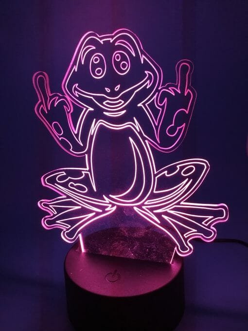 What The Frog? -3D LED Lamp Night Time bed lamp - Night light -Middle Finger Frog light - Toad time nightlight - Frogs a plenty - Image 3
