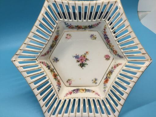 C S Bavaria -Germany Porcelain Pierced - slotted Bowl /Trinket Dish - Floral porcelain pattern bowl - Image 2
