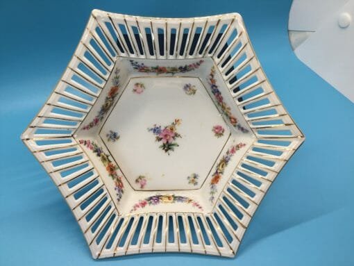 C S Bavaria -Germany Porcelain Pierced - slotted Bowl /Trinket Dish - Floral porcelain pattern bowl
