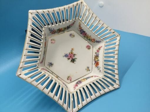 C S Bavaria -Germany Porcelain Pierced - slotted Bowl /Trinket Dish - Floral porcelain pattern bowl - Image 5