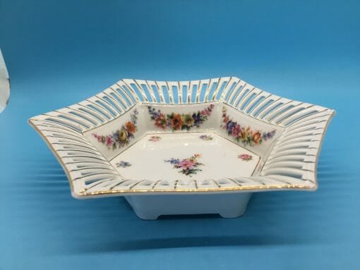 C S Bavaria -Germany Porcelain Pierced - slotted Bowl /Trinket Dish - Floral porcelain pattern bowl - Image 6