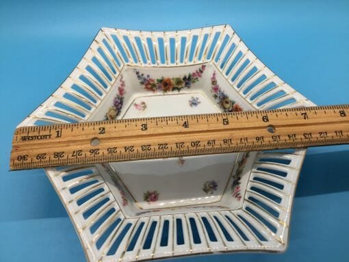 C S Bavaria -Germany Porcelain Pierced - slotted Bowl /Trinket Dish - Floral porcelain pattern bowl - Image 9