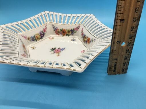 C S Bavaria -Germany Porcelain Pierced - slotted Bowl /Trinket Dish - Floral porcelain pattern bowl - Image 10