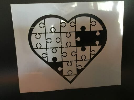 Mylar Stencil -Autism Awareness - Heart puzzle-  .14 Mil Mylar autism awareness puzzle - Mylar plastic stencil - Image 2