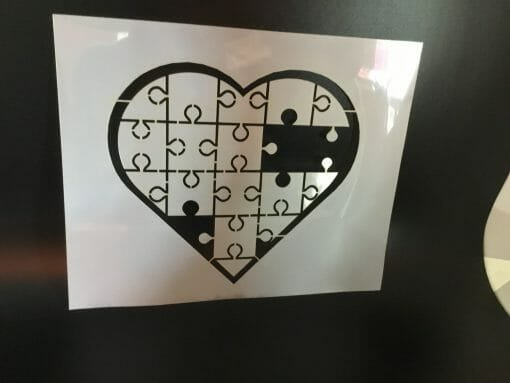 Mylar Stencil -Autism Awareness - Heart puzzle-  .14 Mil Mylar autism awareness puzzle - Mylar plastic stencil - Image 3