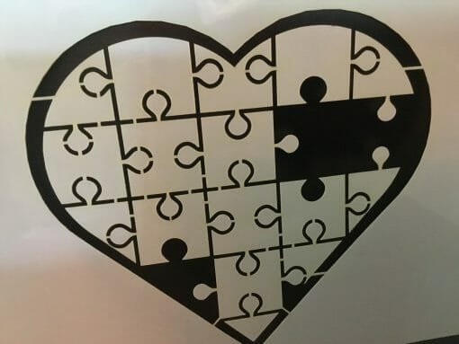 Mylar Stencil -Autism Awareness - Heart puzzle-  .14 Mil Mylar autism awareness puzzle - Mylar plastic stencil - Image 4