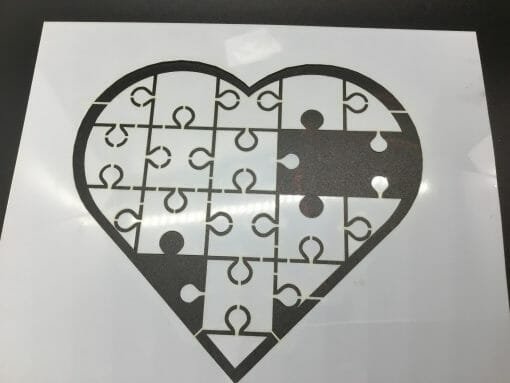 Mylar Stencil -Autism Awareness - Heart puzzle-  .14 Mil Mylar autism awareness puzzle - Mylar plastic stencil - Image 10