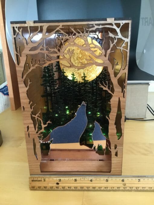 Handcrafted Wolf Nook - Lighted Book Nook - Image 10
