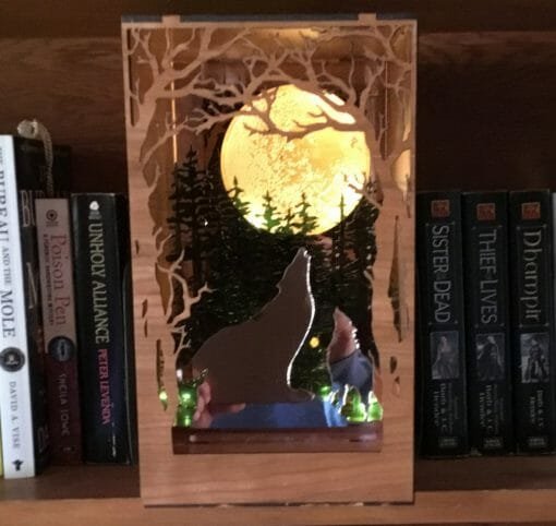 Handcrafted Wolf Nook - Lighted Book Nook - Image 9