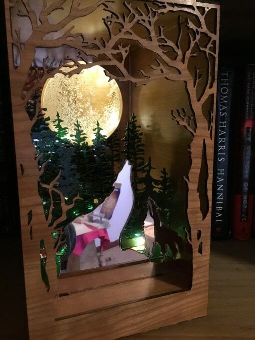 Handcrafted Wolf Nook - Lighted Book Nook - Image 2
