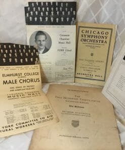 Elmhurst Men's Glee club-Music symphony Chicago Symphony orchestra -University 1939-1941-1948 Carnegie Chamber Music Hall