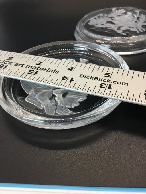 Vintage Val St Lambert - Crystal Flowered Coasters - Clear Embossed Flower beverage holders made of Crystal - Image 13