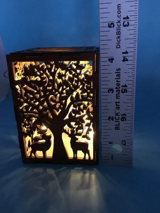 Tea light candle holder - Holographic wood with Wolves or deer scene - Fairy light for your Night life - Light up scene for your night light - Image 6