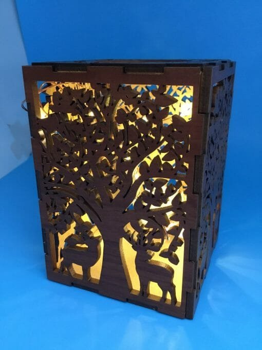 Tea light candle holder - Holographic wood with Wolves or deer scene - Fairy light for your Night life - Light up scene for your night light - Image 8