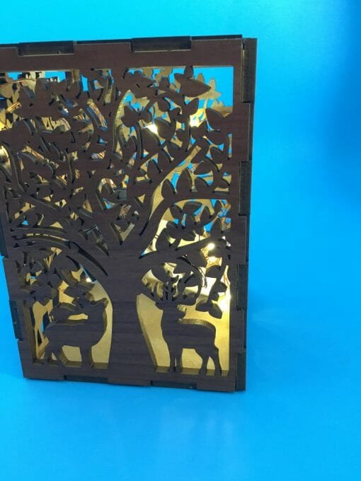 Tea light candle holder - Holographic wood with Wolves or deer scene - Fairy light for your Night life - Light up scene for your night light - Image 9