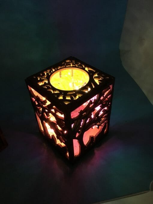 Tea light candle holder - Holographic wood with Wolves or deer scene - Fairy light for your Night life - Light up scene for your night light - Image 19