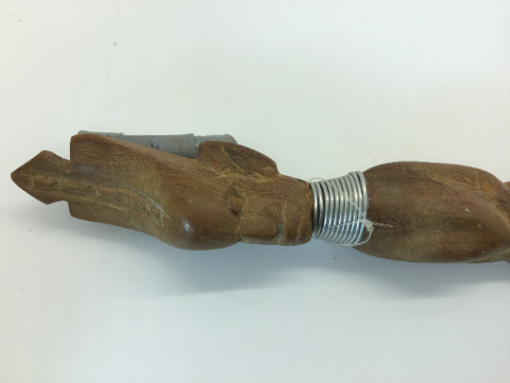 Vintage African Figure shoe horn - Authentic Wooden Hand Carved with African Headdress Warrior Primitive Rustic- Tribal Wood - Scepter