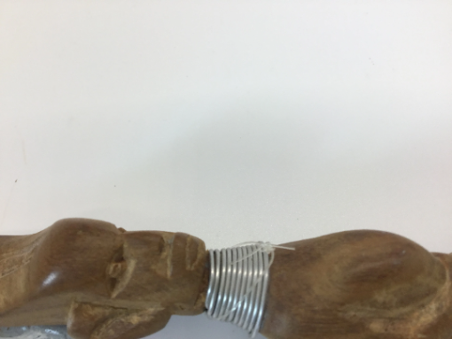 Vintage African Figure shoe horn - Authentic Wooden Hand Carved with African Headdress Warrior Primitive Rustic- Tribal Wood - Scepter - Image 3